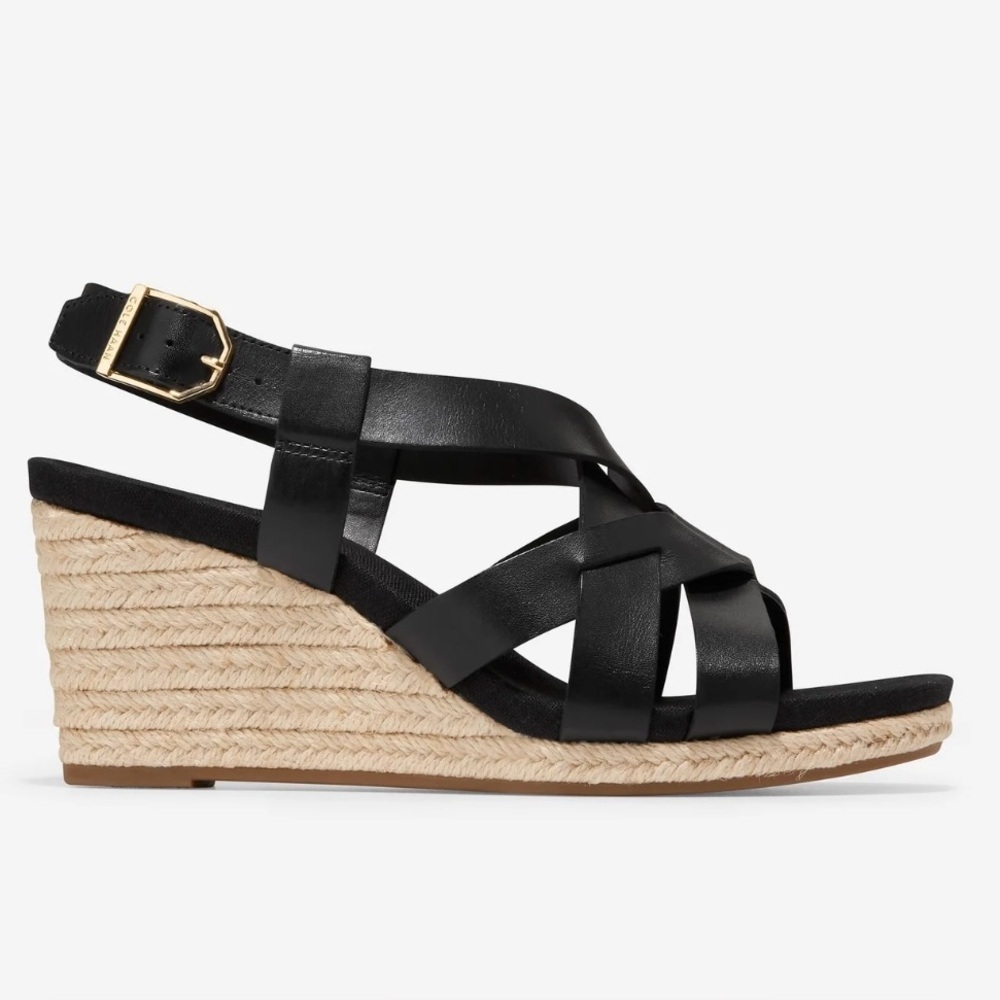 NEW Cole Haan Crystal Wedge Sandal ~ Black ~ 8.5